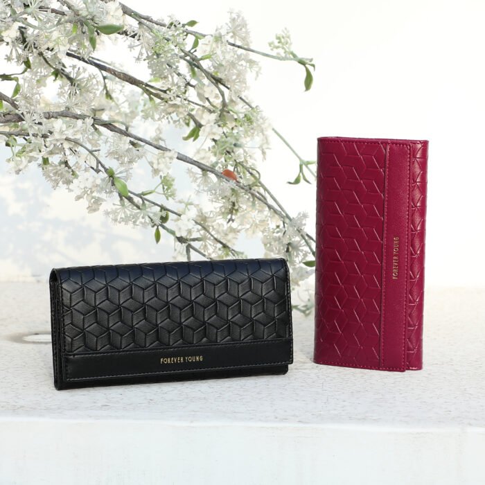 Women's Large Bifold Wallet with Woven Embossed Pattern, Many Compartments - Image 6