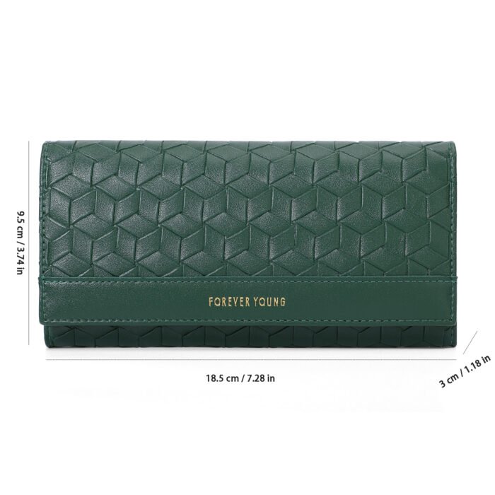 Women's Large Bifold Wallet with Woven Embossed Pattern, Many Compartments - Image 2