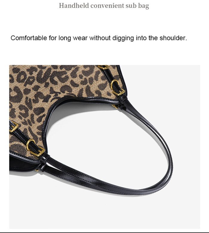 Leopard Print Shoulder Tote Bag with Inner Pouch – Adjustable Strap Hobo Purse for Women - Image 11
