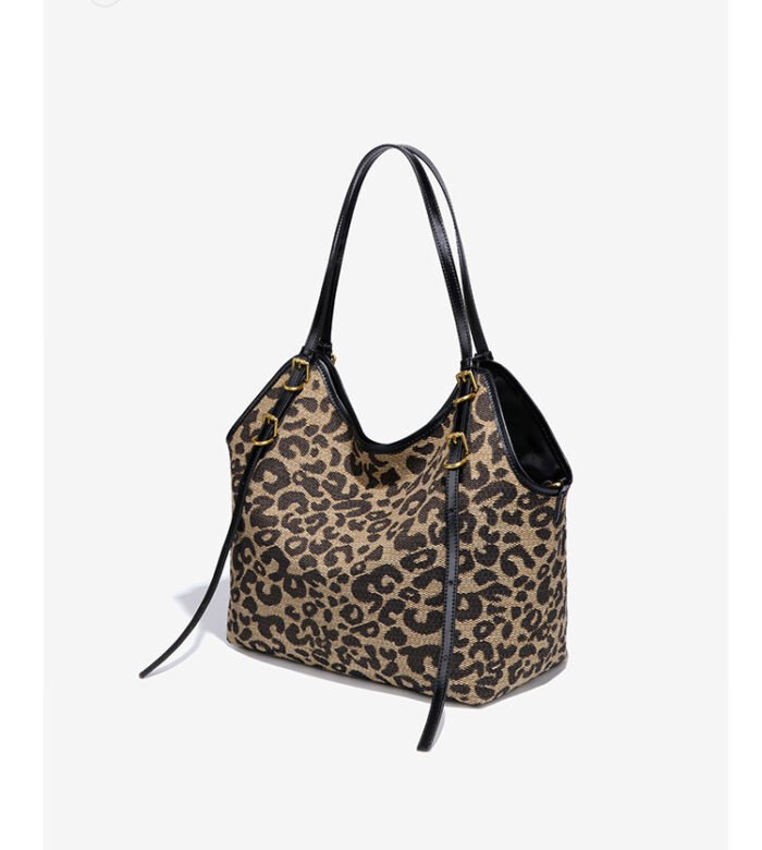 Leopard Print Shoulder Tote Bag with Inner Pouch – Adjustable Strap Hobo Purse for Women - Image 6