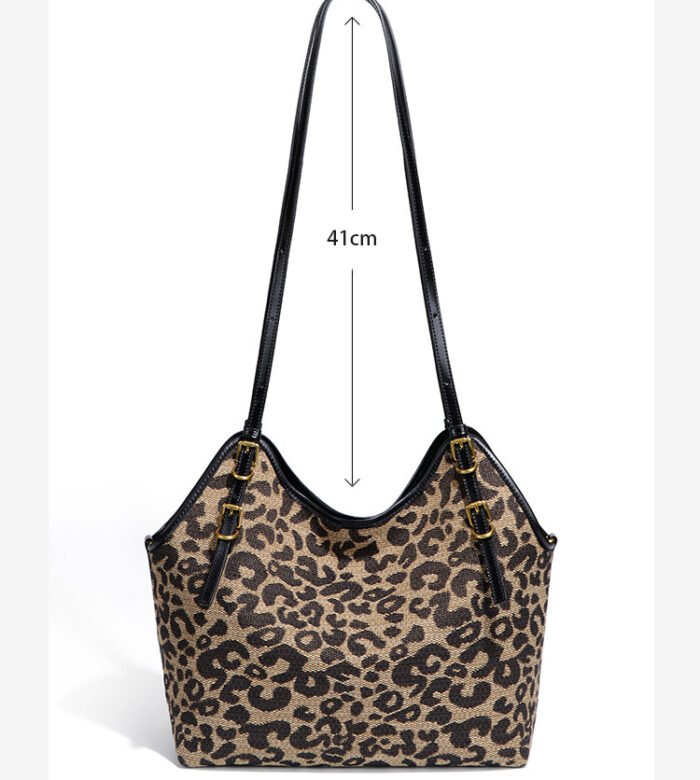 Leopard Print Shoulder Tote Bag with Inner Pouch – Adjustable Strap Hobo Purse for Women - Image 3